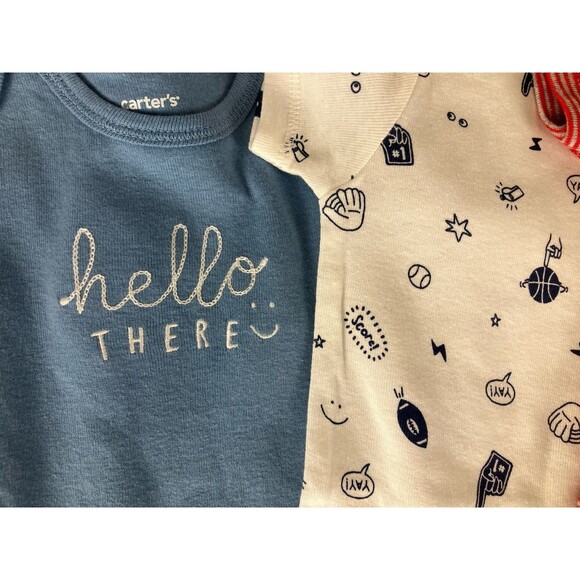 Carter’s Baby Boy Bodysuits 12M Lot of 4 – Cute Sayings & Stripes - Picture 5 of 6